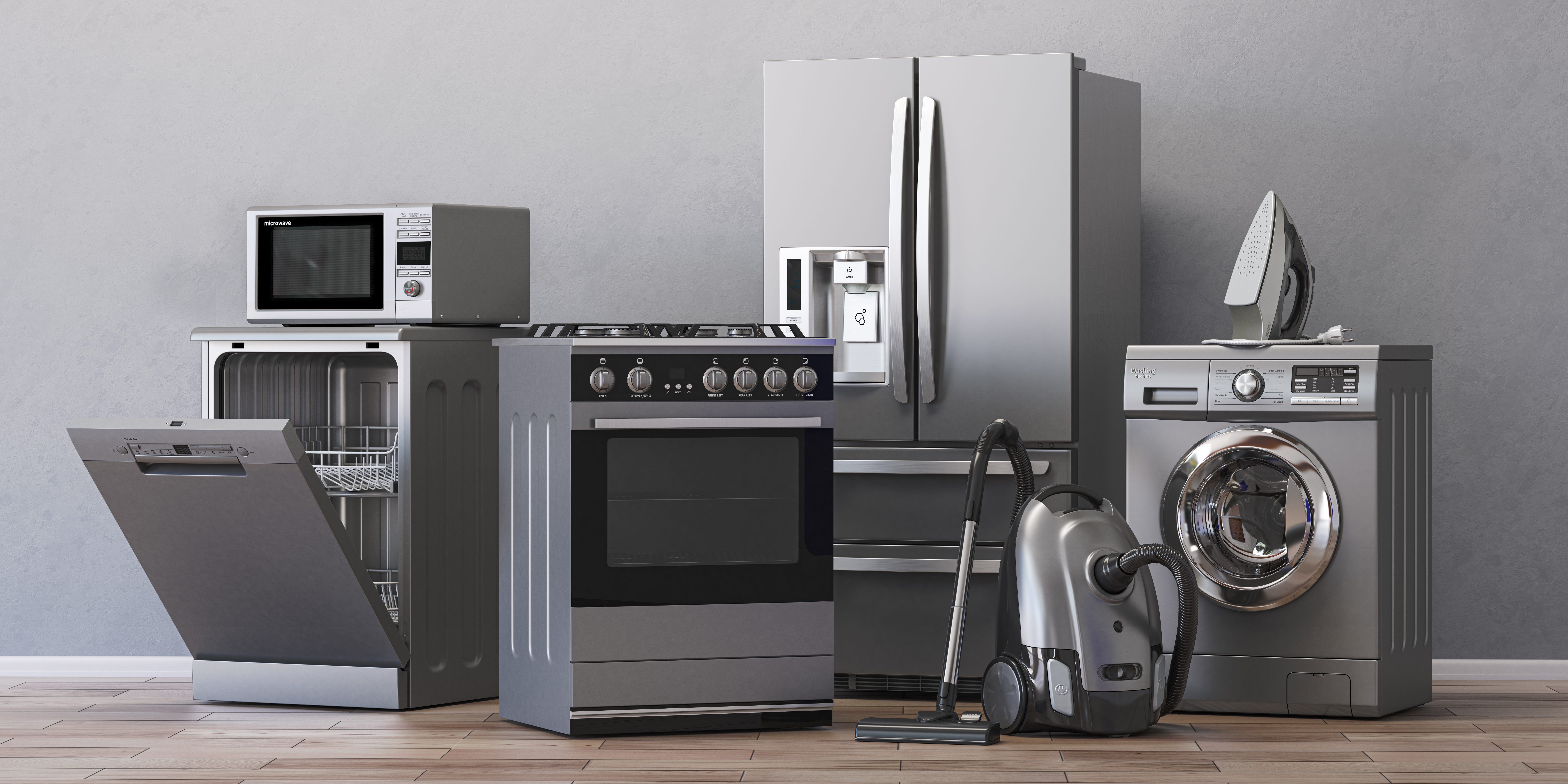 Home appliances. Household kitchen technics in appartments.